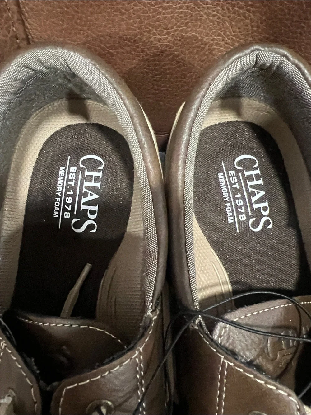 Chaps Brown and Cream Men’s Boat Shoes - Lace-Up Deck Shoes